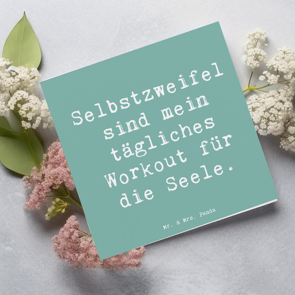 Deluxe Karte Spruch Selbstzweifel Workout Karte, Grußkarte, Klappkarte, Einladungskarte, Glückwunschkarte, Hochzeitskarte, Geburtstagskarte, Hochwertige Grußkarte, Hochwertige Klappkarte