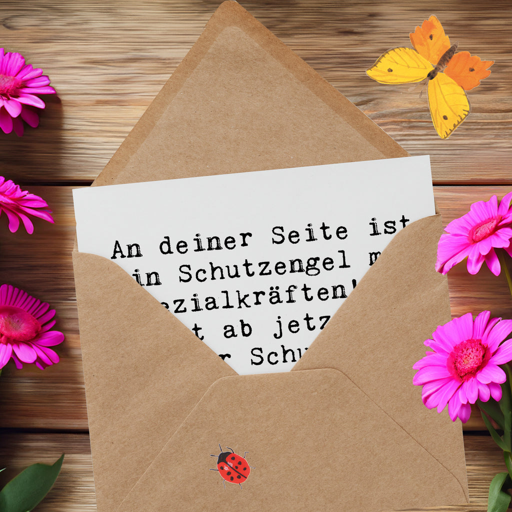 Deluxe Karte Spruch Schutz Schutzengel Karte, Grußkarte, Klappkarte, Einladungskarte, Glückwunschkarte, Hochzeitskarte, Geburtstagskarte, Hochwertige Grußkarte, Hochwertige Klappkarte