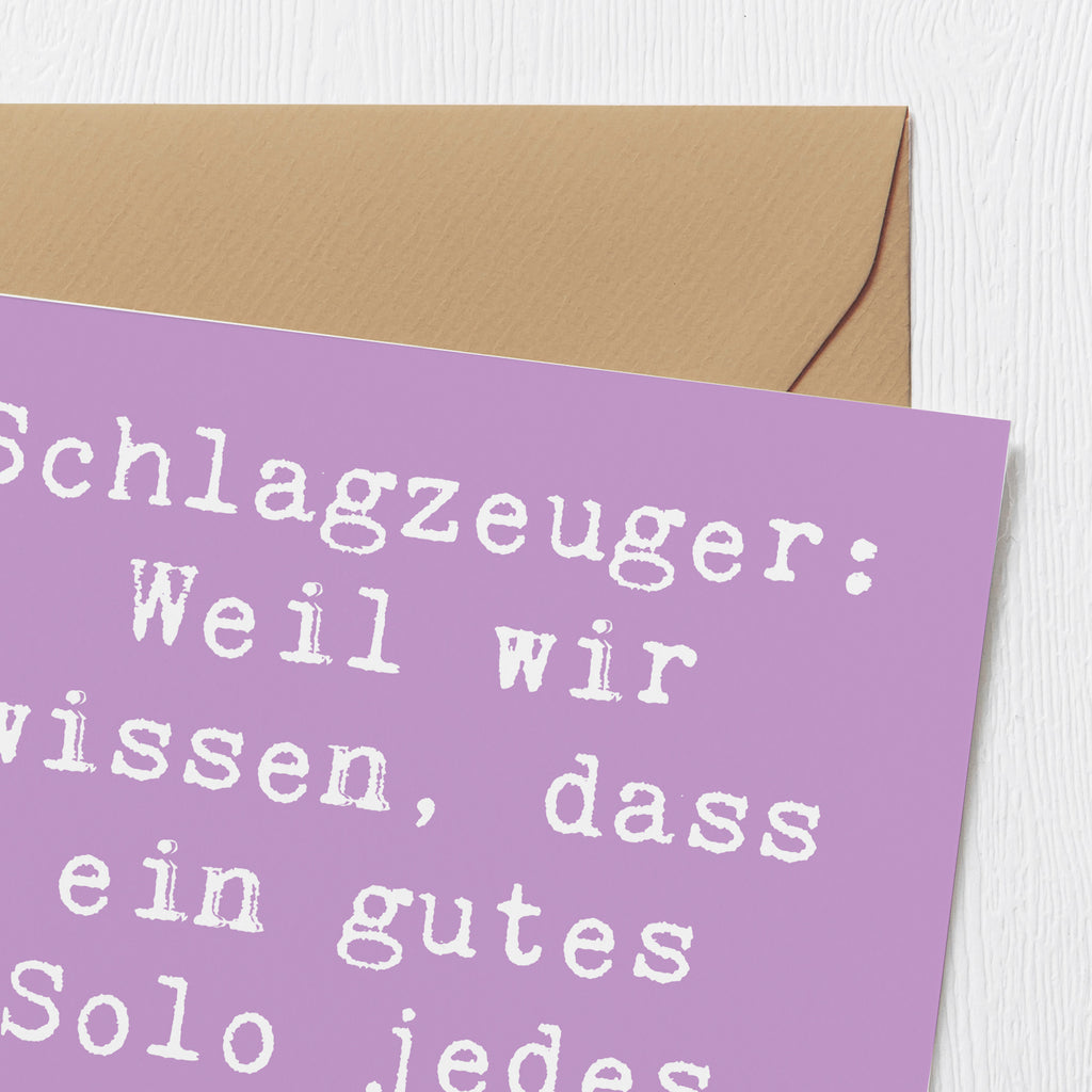 Deluxe Karte Spruch Schlagzeug Solo Karte, Grußkarte, Klappkarte, Einladungskarte, Glückwunschkarte, Hochzeitskarte, Geburtstagskarte, Hochwertige Grußkarte, Hochwertige Klappkarte, Instrumente, Geschenke Musiker, Musikliebhaber