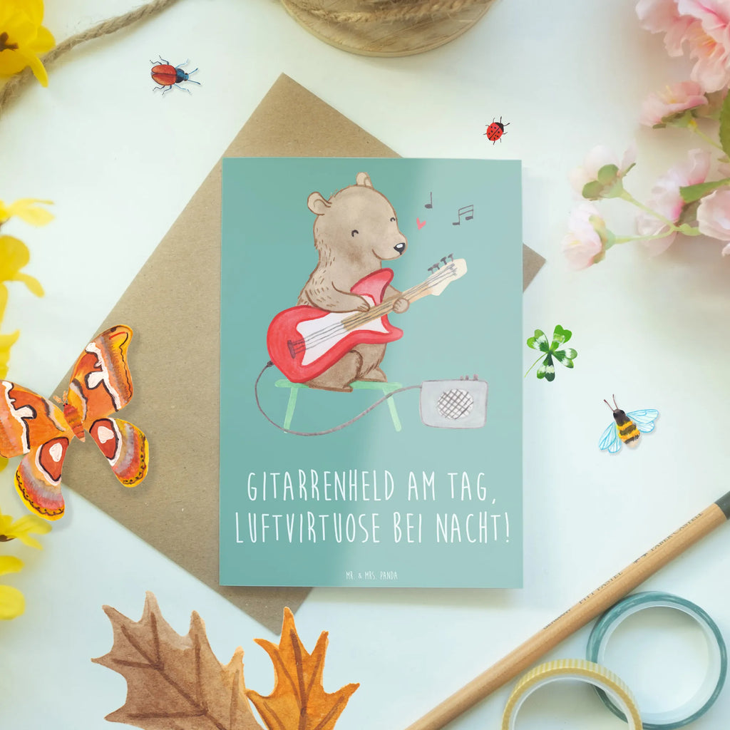 Grußkarte Gitarrenheld Grußkarte, Klappkarte, Einladungskarte, Glückwunschkarte, Hochzeitskarte, Geburtstagskarte, Karte, Ansichtskarten, Instrumente, Geschenke Musiker, Musikliebhaber