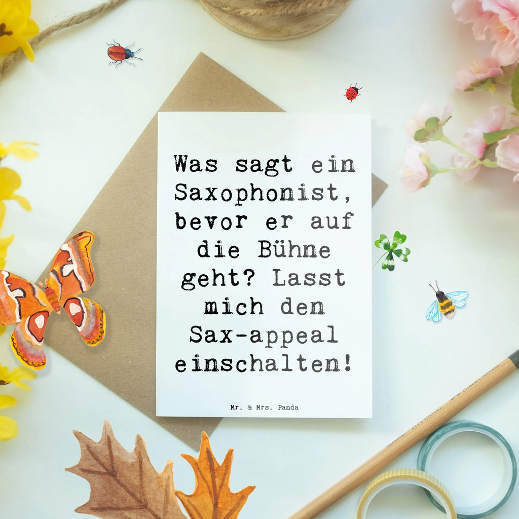 Grußkarte Spruch Magischer Saxophon-Charme Grußkarte, Klappkarte, Einladungskarte, Glückwunschkarte, Hochzeitskarte, Geburtstagskarte, Karte, Ansichtskarten, Instrumente, Geschenke Musiker, Musikliebhaber