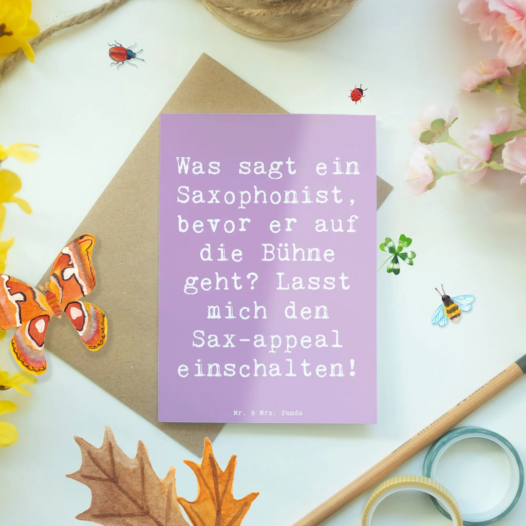 Grußkarte Spruch Magischer Saxophon-Charme Grußkarte, Klappkarte, Einladungskarte, Glückwunschkarte, Hochzeitskarte, Geburtstagskarte, Karte, Ansichtskarten, Instrumente, Geschenke Musiker, Musikliebhaber