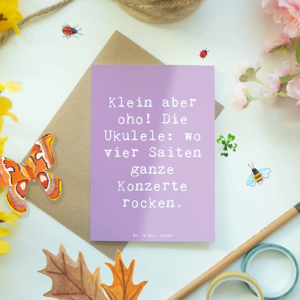 Grußkarte Spruch Ukulele Magie Grußkarte, Klappkarte, Einladungskarte, Glückwunschkarte, Hochzeitskarte, Geburtstagskarte, Karte, Ansichtskarten, Instrumente, Geschenke Musiker, Musikliebhaber