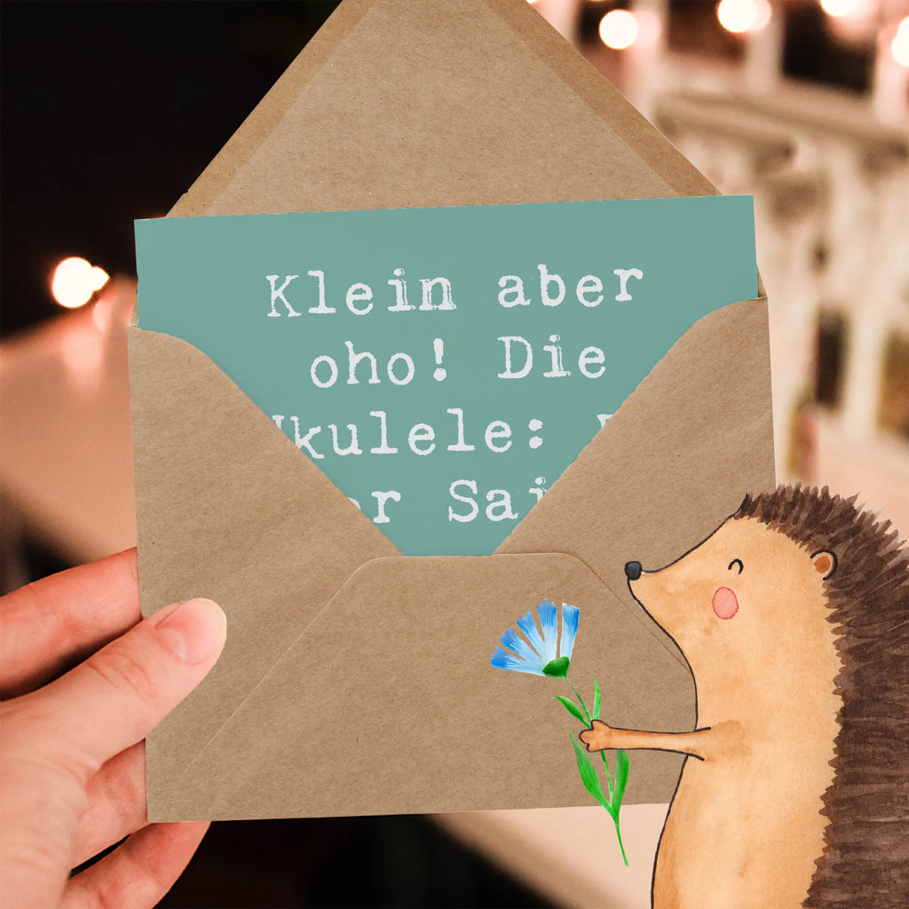 Deluxe Karte Spruch Ukulele Magie Karte, Grußkarte, Klappkarte, Einladungskarte, Glückwunschkarte, Hochzeitskarte, Geburtstagskarte, Hochwertige Grußkarte, Hochwertige Klappkarte, Instrumente, Geschenke Musiker, Musikliebhaber