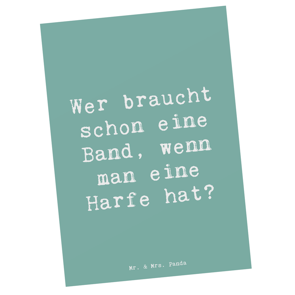 Postkarte Spruch Wer braucht schon eine Band, wenn man eine Harfe hat? Postkarte, Karte, Geschenkkarte, Grußkarte, Einladung, Ansichtskarte, Geburtstagskarte, Einladungskarte, Dankeskarte, Ansichtskarten, Einladung Geburtstag, Einladungskarten Geburtstag, Instrumente, Geschenke Musiker, Musikliebhaber