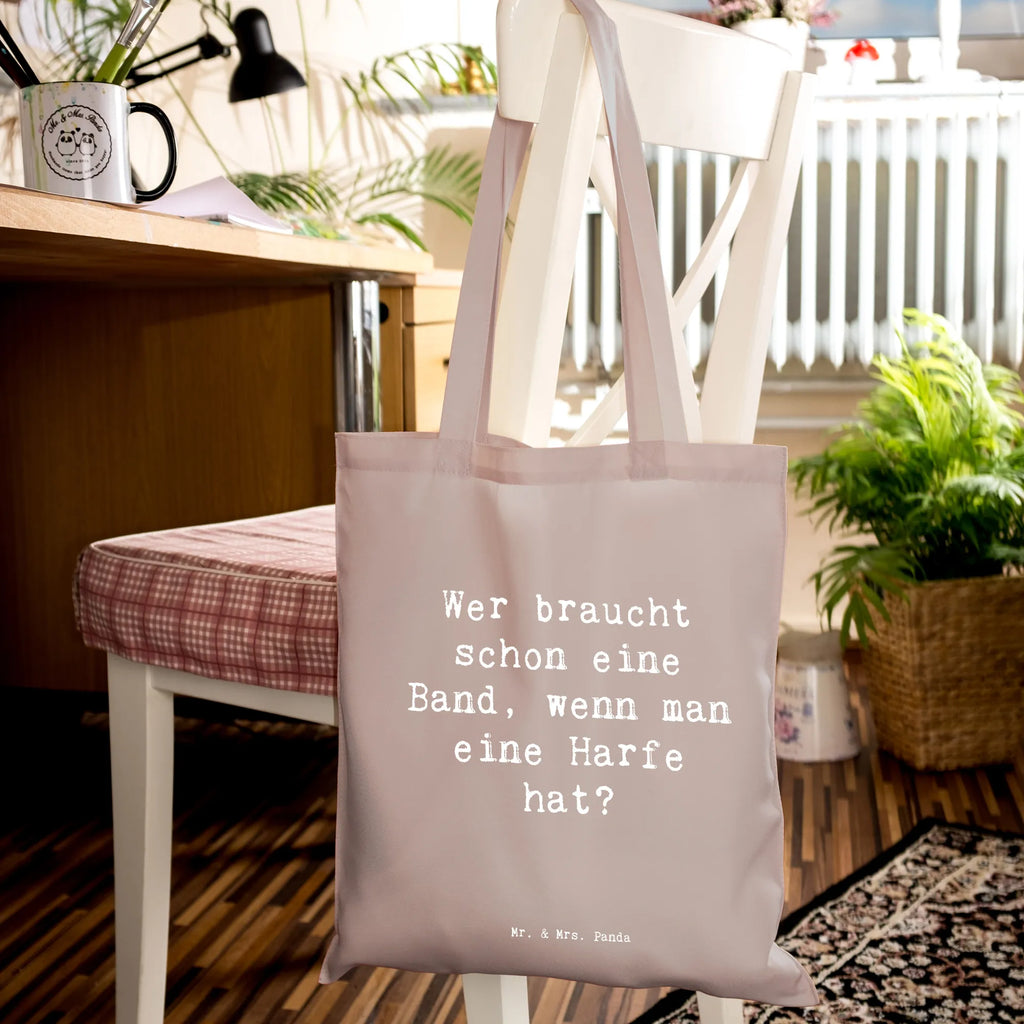 Tragetasche Spruch Wer braucht schon eine Band, wenn man eine Harfe hat? Beuteltasche, Beutel, Einkaufstasche, Jutebeutel, Stoffbeutel, Tasche, Shopper, Umhängetasche, Strandtasche, Schultertasche, Stofftasche, Tragetasche, Badetasche, Jutetasche, Einkaufstüte, Laptoptasche, Instrumente, Geschenke Musiker, Musikliebhaber