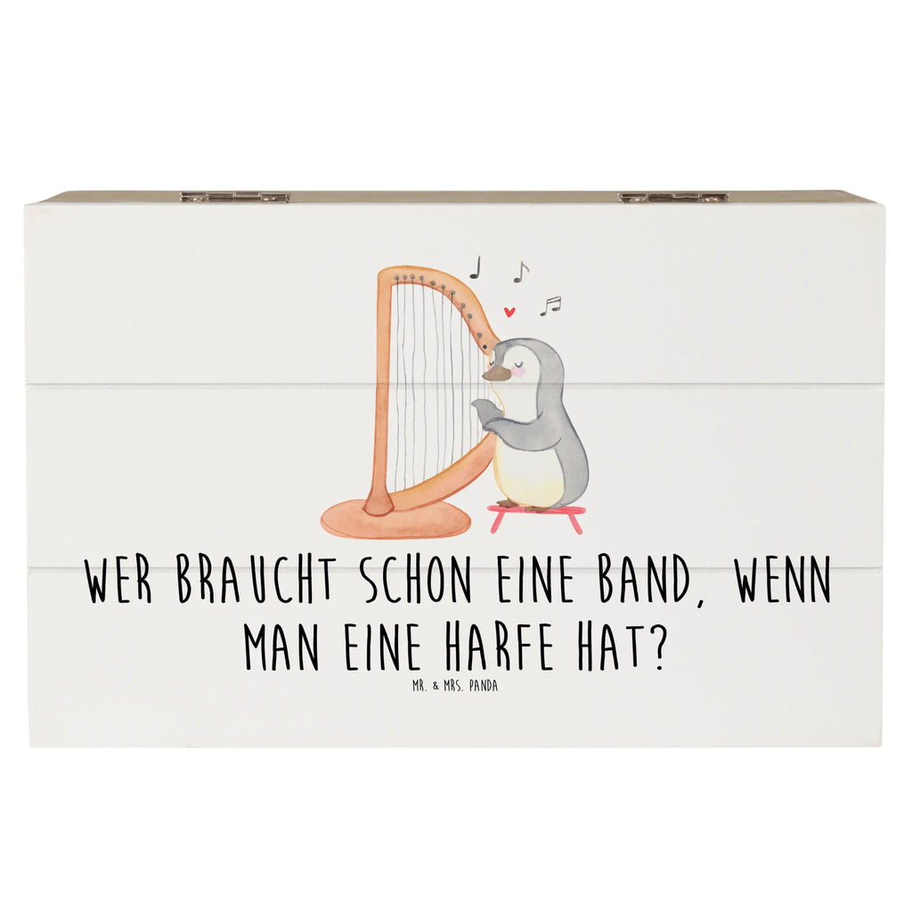 Holzkiste Wer braucht schon eine Band, wenn man eine Harfe hat? Holzkiste, Kiste, Schatzkiste, Truhe, Schatulle, XXL, Erinnerungsbox, Erinnerungskiste, Dekokiste, Aufbewahrungsbox, Geschenkbox, Geschenkdose, Instrumente, Geschenke Musiker, Musikliebhaber