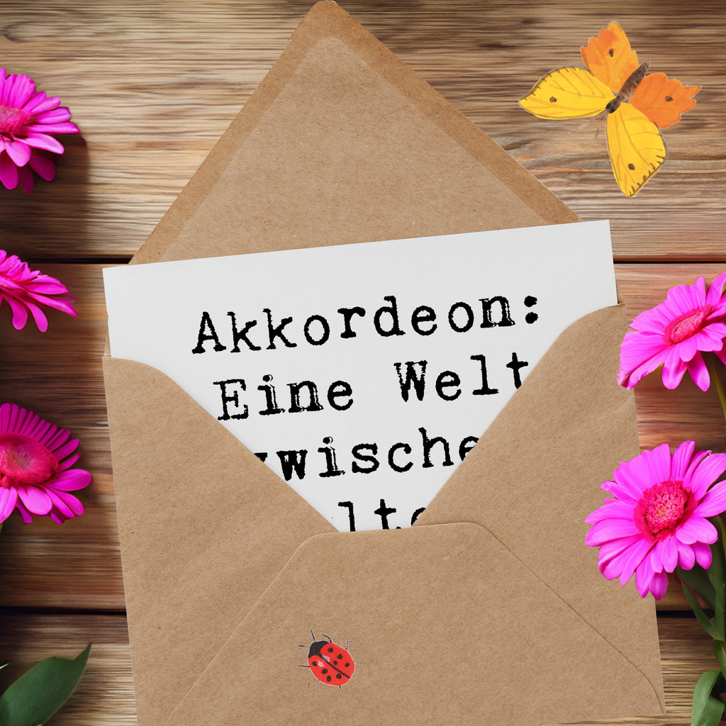 Deluxe Karte Spruch Akkordeon: Eine Welt zwischen Falten, Tönen und Geschichten. Karte, Grußkarte, Klappkarte, Einladungskarte, Glückwunschkarte, Hochzeitskarte, Geburtstagskarte, Hochwertige Grußkarte, Hochwertige Klappkarte, Instrumente, Geschenke Musiker, Musikliebhaber