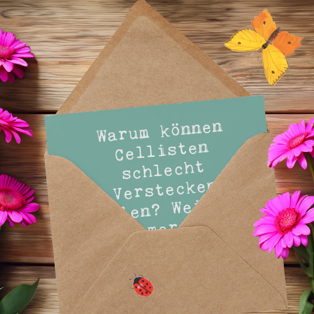 Deluxe Karte Spruch Cello Schlüsselmoment Karte, Grußkarte, Klappkarte, Einladungskarte, Glückwunschkarte, Hochzeitskarte, Geburtstagskarte, Hochwertige Grußkarte, Hochwertige Klappkarte, Instrumente, Geschenke Musiker, Musikliebhaber