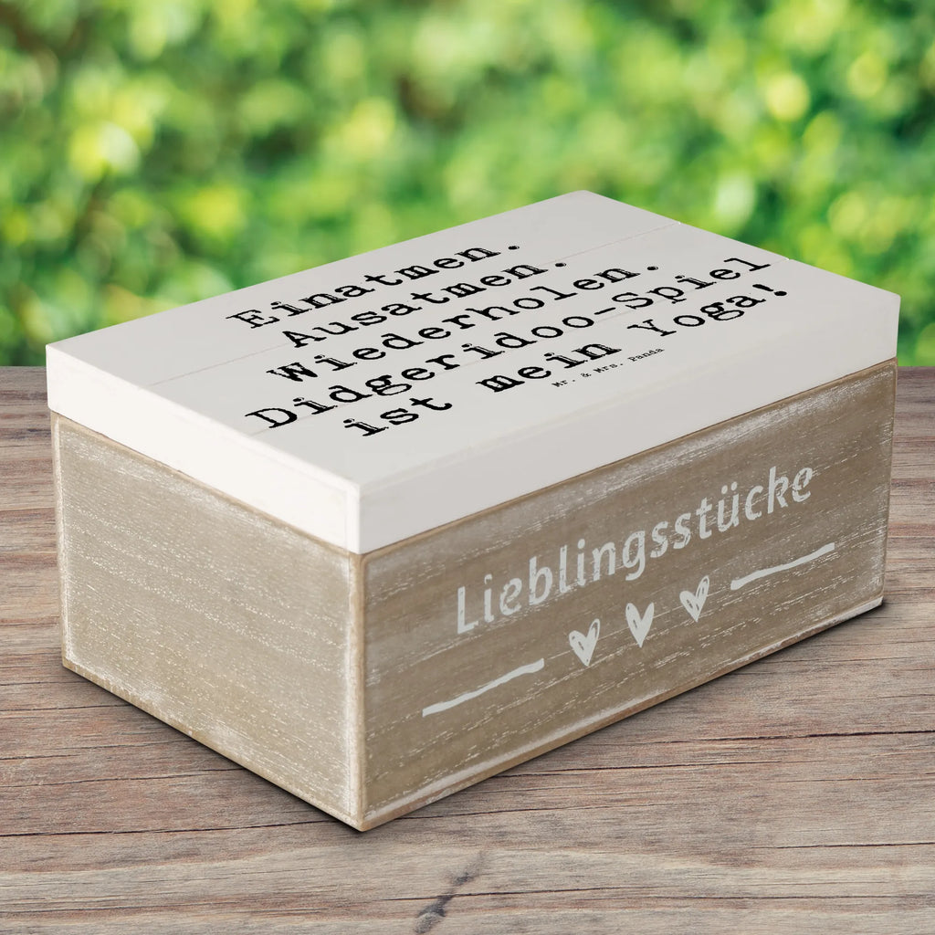 Holzkiste Spruch Didgeridoo Yoga Holzkiste, Kiste, Schatzkiste, Truhe, Schatulle, XXL, Erinnerungsbox, Erinnerungskiste, Dekokiste, Aufbewahrungsbox, Geschenkbox, Geschenkdose, Instrumente, Geschenke Musiker, Musikliebhaber