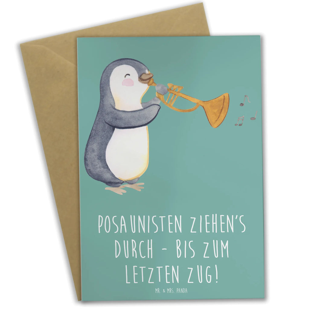 Grußkarte Trombone Durchzieher Grußkarte, Klappkarte, Einladungskarte, Glückwunschkarte, Hochzeitskarte, Geburtstagskarte, Karte, Ansichtskarten, Instrumente, Geschenke Musiker, Musikliebhaber