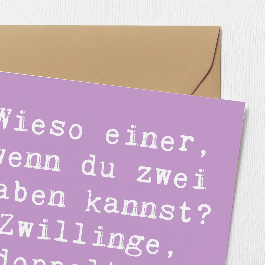 Deluxe Karte Spruch Zwillinge Spaß Karte, Grußkarte, Klappkarte, Einladungskarte, Glückwunschkarte, Hochzeitskarte, Geburtstagskarte, Hochwertige Grußkarte, Hochwertige Klappkarte, Tierkreiszeichen, Sternzeichen, Horoskop, Astrologie, Aszendent