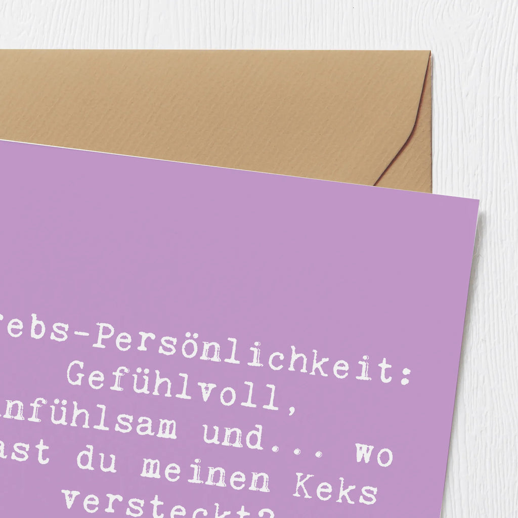 Deluxe Karte Spruch Krebs Gefühlswelt Karte, Grußkarte, Klappkarte, Einladungskarte, Glückwunschkarte, Hochzeitskarte, Geburtstagskarte, Hochwertige Grußkarte, Hochwertige Klappkarte, Tierkreiszeichen, Sternzeichen, Horoskop, Astrologie, Aszendent