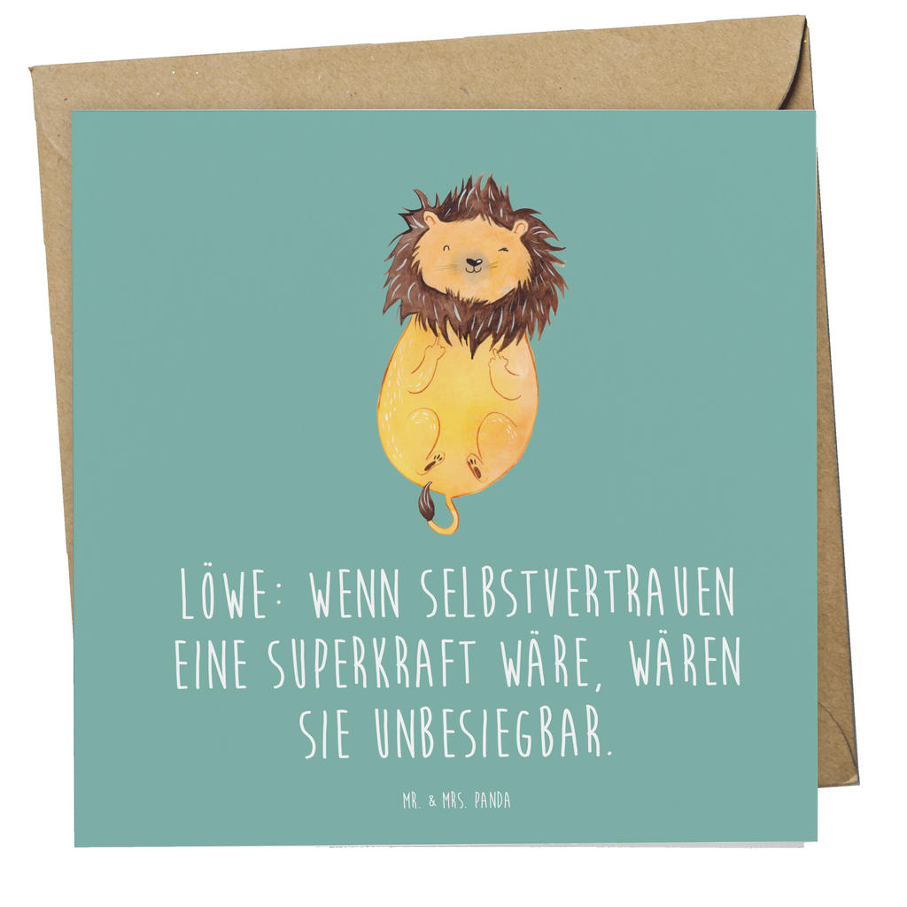 Deluxe Karte Spruch Löwe Superkraft Karte, Grußkarte, Klappkarte, Einladungskarte, Glückwunschkarte, Hochzeitskarte, Geburtstagskarte, Hochwertige Grußkarte, Hochwertige Klappkarte, Tierkreiszeichen, Sternzeichen, Horoskop, Astrologie, Aszendent