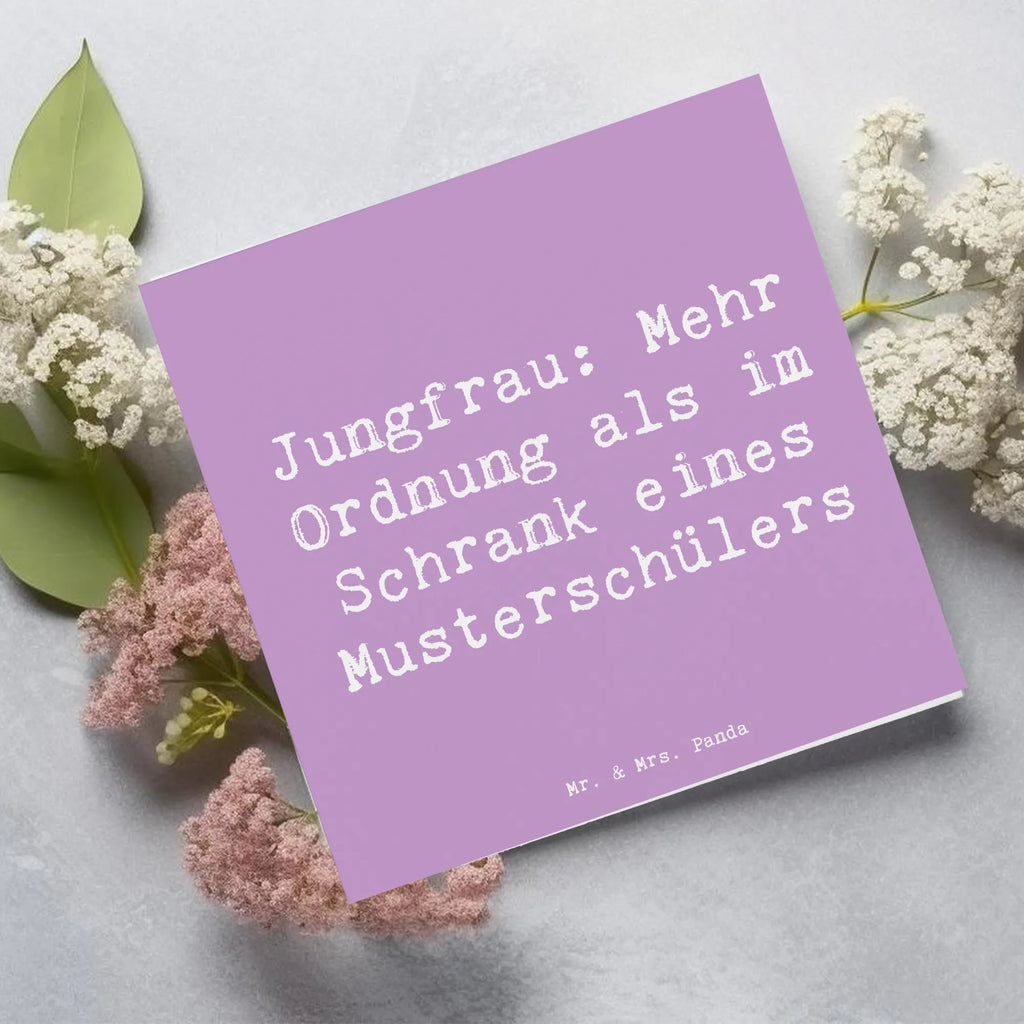 Deluxe Karte Spruch Jungfrau Ordnung Karte, Grußkarte, Klappkarte, Einladungskarte, Glückwunschkarte, Hochzeitskarte, Geburtstagskarte, Hochwertige Grußkarte, Hochwertige Klappkarte, Tierkreiszeichen, Sternzeichen, Horoskop, Astrologie, Aszendent