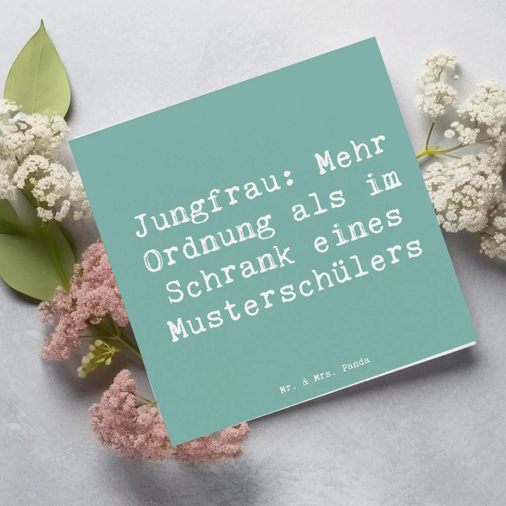 Deluxe Karte Spruch Jungfrau Ordnung Karte, Grußkarte, Klappkarte, Einladungskarte, Glückwunschkarte, Hochzeitskarte, Geburtstagskarte, Hochwertige Grußkarte, Hochwertige Klappkarte, Tierkreiszeichen, Sternzeichen, Horoskop, Astrologie, Aszendent