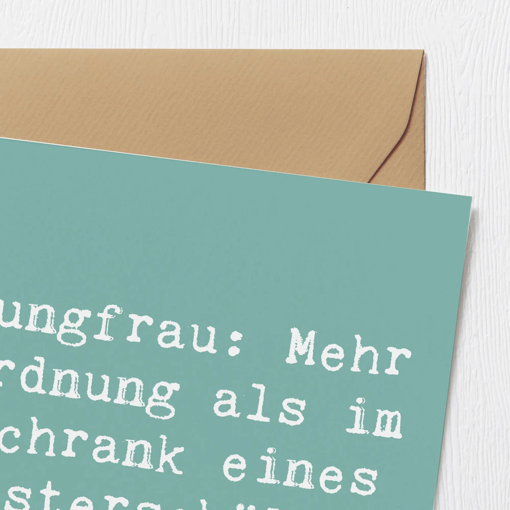 Deluxe Karte Spruch Jungfrau Ordnung Karte, Grußkarte, Klappkarte, Einladungskarte, Glückwunschkarte, Hochzeitskarte, Geburtstagskarte, Hochwertige Grußkarte, Hochwertige Klappkarte, Tierkreiszeichen, Sternzeichen, Horoskop, Astrologie, Aszendent