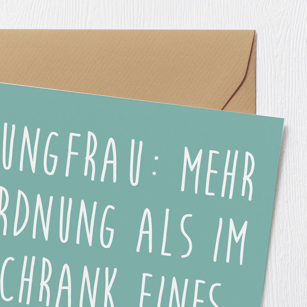 Deluxe Karte Spruch Jungfrau Ordnung Karte, Grußkarte, Klappkarte, Einladungskarte, Glückwunschkarte, Hochzeitskarte, Geburtstagskarte, Hochwertige Grußkarte, Hochwertige Klappkarte, Tierkreiszeichen, Sternzeichen, Horoskop, Astrologie, Aszendent