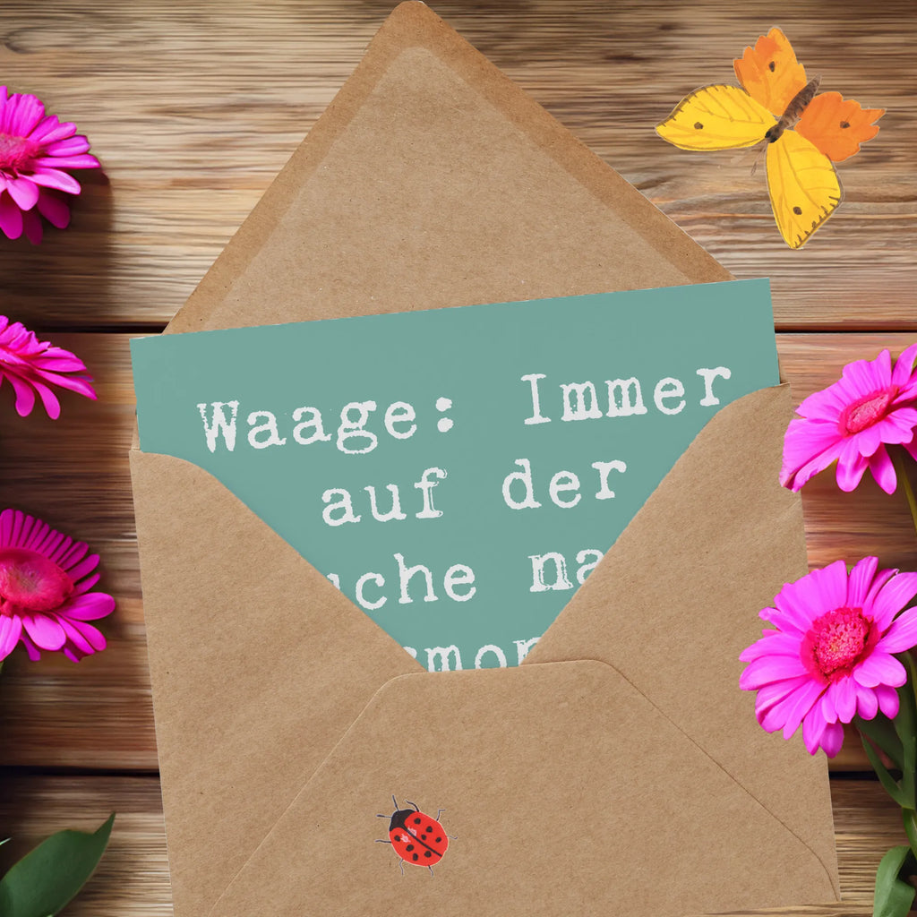 Deluxe Karte Spruch Waagen Harmonie Karte, Grußkarte, Klappkarte, Einladungskarte, Glückwunschkarte, Hochzeitskarte, Geburtstagskarte, Hochwertige Grußkarte, Hochwertige Klappkarte, Tierkreiszeichen, Sternzeichen, Horoskop, Astrologie, Aszendent