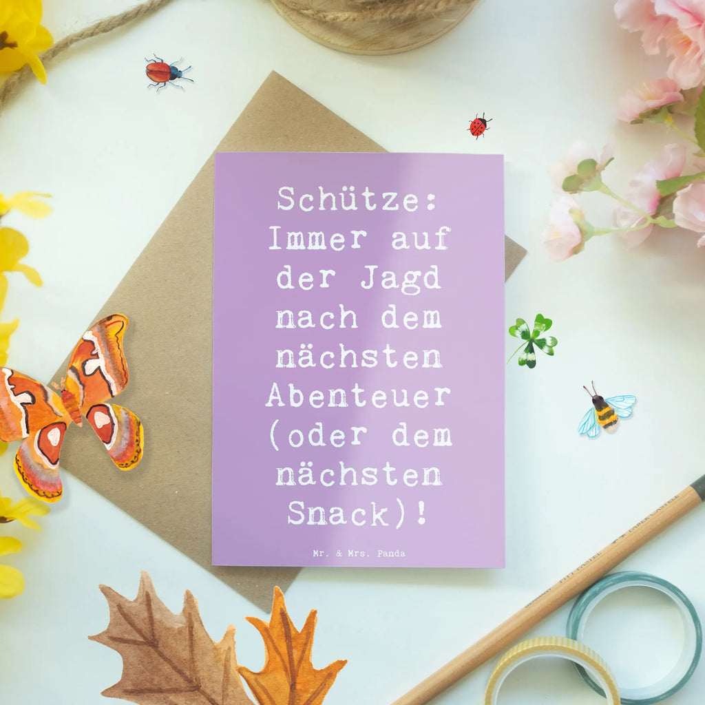 Grußkarte Spruch Abenteuer Schütze Grußkarte, Klappkarte, Einladungskarte, Glückwunschkarte, Hochzeitskarte, Geburtstagskarte, Karte, Ansichtskarten, Tierkreiszeichen, Sternzeichen, Horoskop, Astrologie, Aszendent