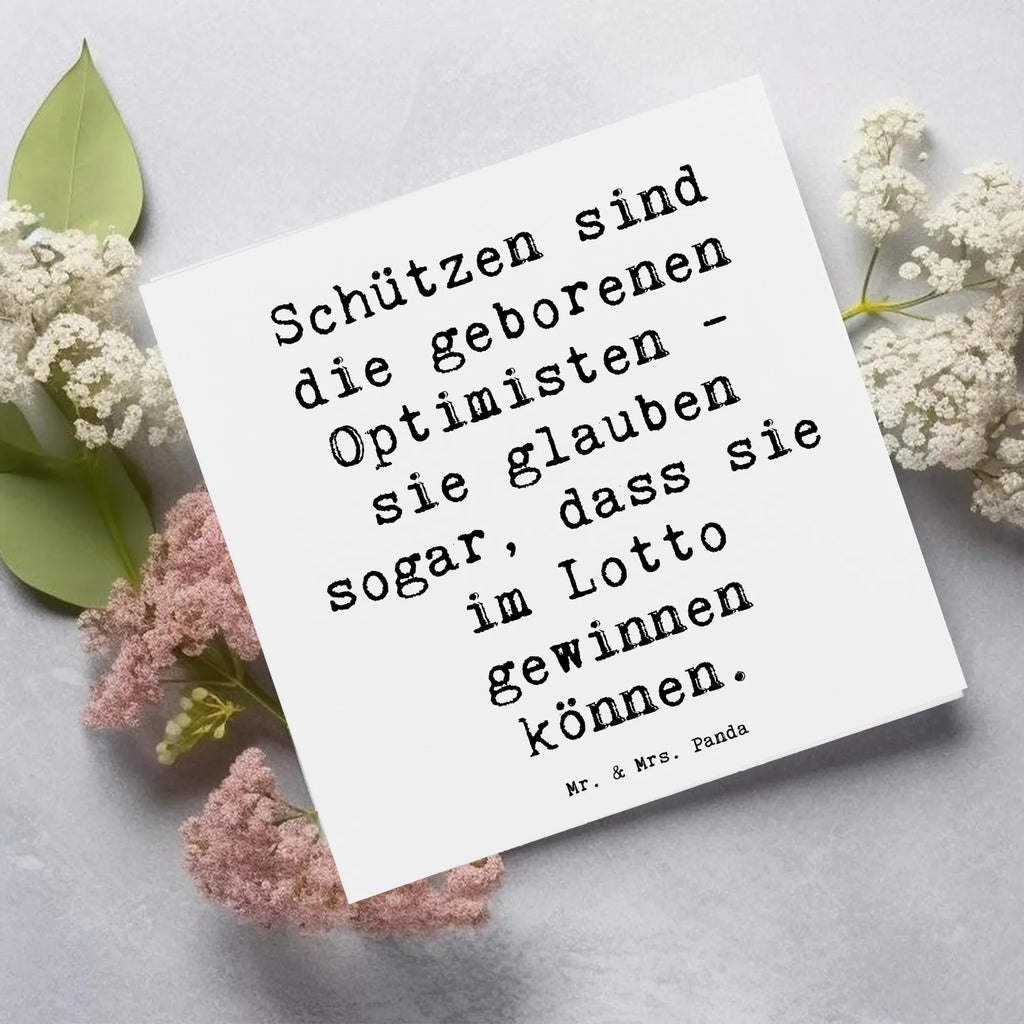 Deluxe Karte Spruch Schütze Optimist Karte, Grußkarte, Klappkarte, Einladungskarte, Glückwunschkarte, Hochzeitskarte, Geburtstagskarte, Hochwertige Grußkarte, Hochwertige Klappkarte, Tierkreiszeichen, Sternzeichen, Horoskop, Astrologie, Aszendent