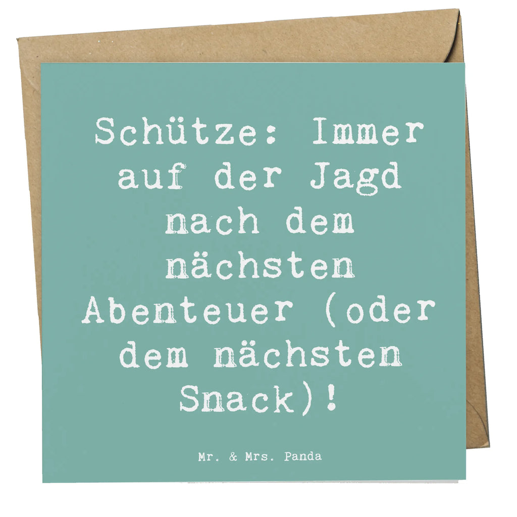 Deluxe Karte Spruch Abenteuer Schütze Karte, Grußkarte, Klappkarte, Einladungskarte, Glückwunschkarte, Hochzeitskarte, Geburtstagskarte, Hochwertige Grußkarte, Hochwertige Klappkarte, Tierkreiszeichen, Sternzeichen, Horoskop, Astrologie, Aszendent