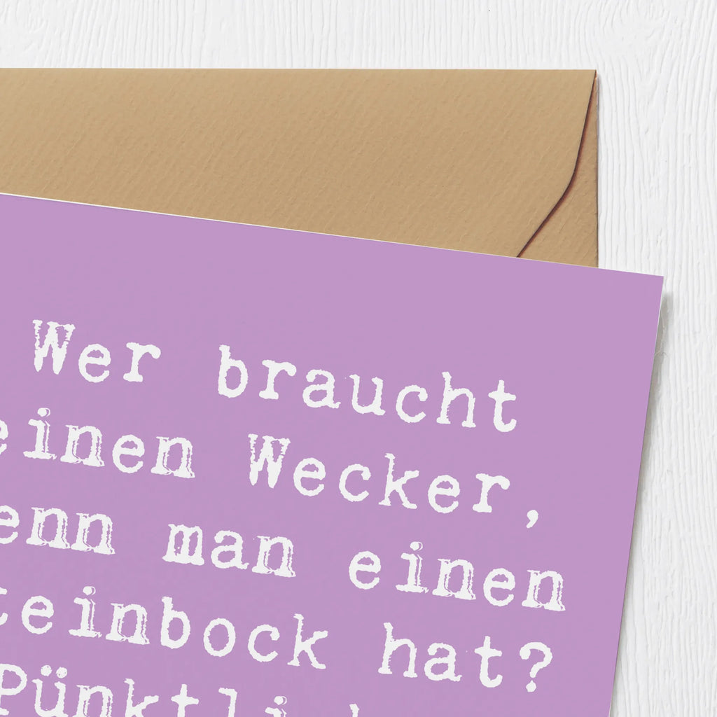 Deluxe Karte Spruch Steinbock Wecker Karte, Grußkarte, Klappkarte, Einladungskarte, Glückwunschkarte, Hochzeitskarte, Geburtstagskarte, Hochwertige Grußkarte, Hochwertige Klappkarte, Tierkreiszeichen, Sternzeichen, Horoskop, Astrologie, Aszendent