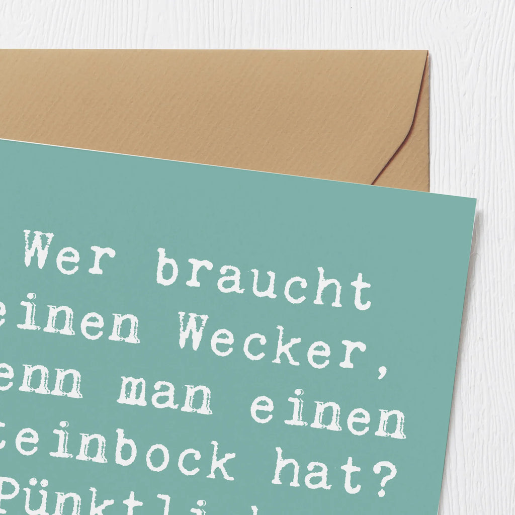 Deluxe Karte Spruch Steinbock Wecker Karte, Grußkarte, Klappkarte, Einladungskarte, Glückwunschkarte, Hochzeitskarte, Geburtstagskarte, Hochwertige Grußkarte, Hochwertige Klappkarte, Tierkreiszeichen, Sternzeichen, Horoskop, Astrologie, Aszendent