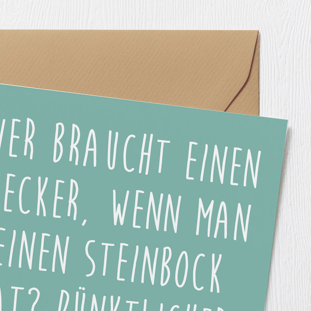 Deluxe Karte Spruch Steinbock Wecker Karte, Grußkarte, Klappkarte, Einladungskarte, Glückwunschkarte, Hochzeitskarte, Geburtstagskarte, Hochwertige Grußkarte, Hochwertige Klappkarte, Tierkreiszeichen, Sternzeichen, Horoskop, Astrologie, Aszendent