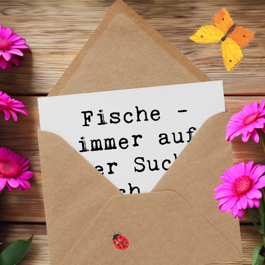 Deluxe Karte Spruch Fische Schwarm Karte, Grußkarte, Klappkarte, Einladungskarte, Glückwunschkarte, Hochzeitskarte, Geburtstagskarte, Hochwertige Grußkarte, Hochwertige Klappkarte, Tierkreiszeichen, Sternzeichen, Horoskop, Astrologie, Aszendent