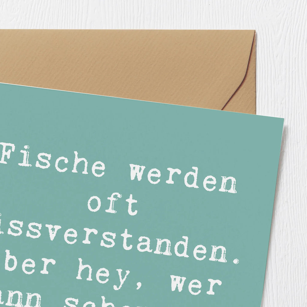 Deluxe Karte Spruch Fische Geheimnisse Karte, Grußkarte, Klappkarte, Einladungskarte, Glückwunschkarte, Hochzeitskarte, Geburtstagskarte, Hochwertige Grußkarte, Hochwertige Klappkarte, Tierkreiszeichen, Sternzeichen, Horoskop, Astrologie, Aszendent