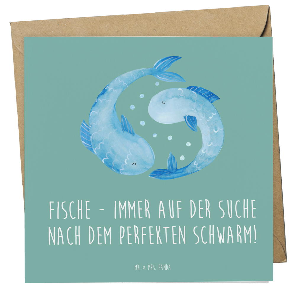 Deluxe Karte Spruch Fische Schwarm Karte, Grußkarte, Klappkarte, Einladungskarte, Glückwunschkarte, Hochzeitskarte, Geburtstagskarte, Hochwertige Grußkarte, Hochwertige Klappkarte, Tierkreiszeichen, Sternzeichen, Horoskop, Astrologie, Aszendent