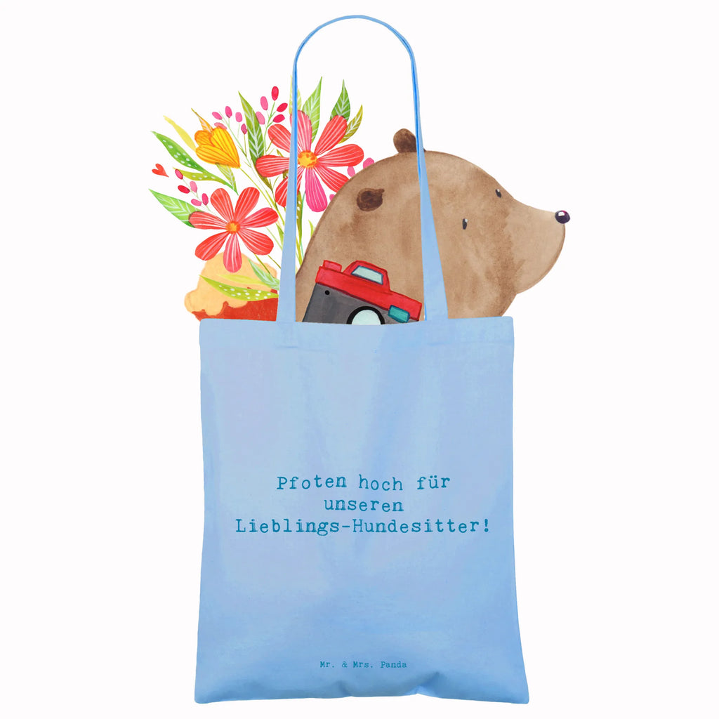 Tragetasche Pfoten hoch für unseren Lieblings-Hundesitter! Beuteltasche, Beutel, Einkaufstasche, Jutebeutel, Stoffbeutel, Tasche, Shopper, Umhängetasche, Strandtasche, Schultertasche, Stofftasche, Tragetasche, Badetasche, Jutetasche, Einkaufstüte, Laptoptasche