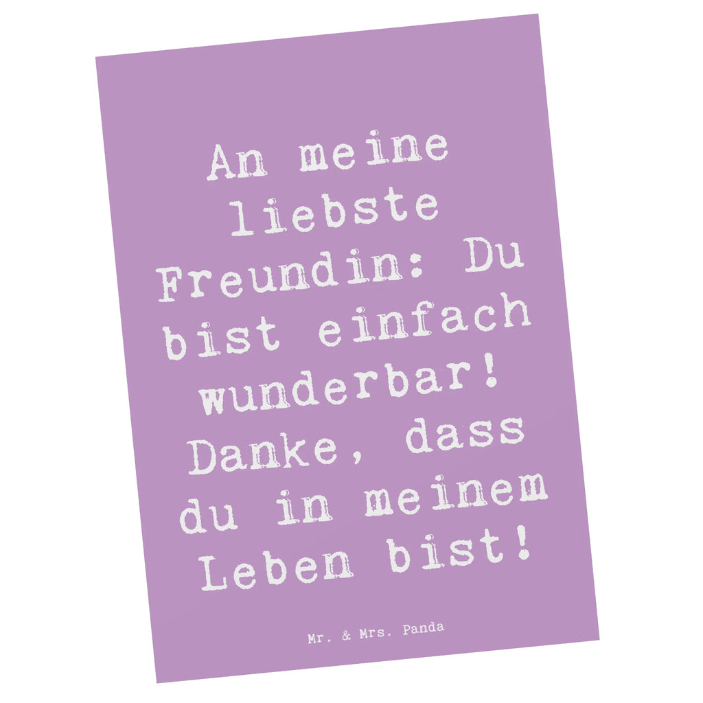 Postkarte An meine liebste Freundin: Du bist einfach wunderbar! Danke, dass du in meinem Leben bist! Postkarte, Karte, Geschenkkarte, Grußkarte, Einladung, Ansichtskarte, Geburtstagskarte, Einladungskarte, Dankeskarte, Ansichtskarten, Einladung Geburtstag, Einladungskarten Geburtstag