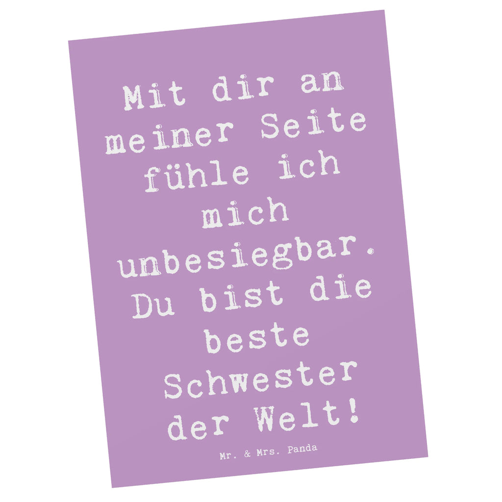 Postkarte Mit dir an meiner Seite fühle ich mich unbesiegbar. Du bist die beste Schwester der Welt! Postkarte, Karte, Geschenkkarte, Grußkarte, Einladung, Ansichtskarte, Geburtstagskarte, Einladungskarte, Dankeskarte, Ansichtskarten, Einladung Geburtstag, Einladungskarten Geburtstag