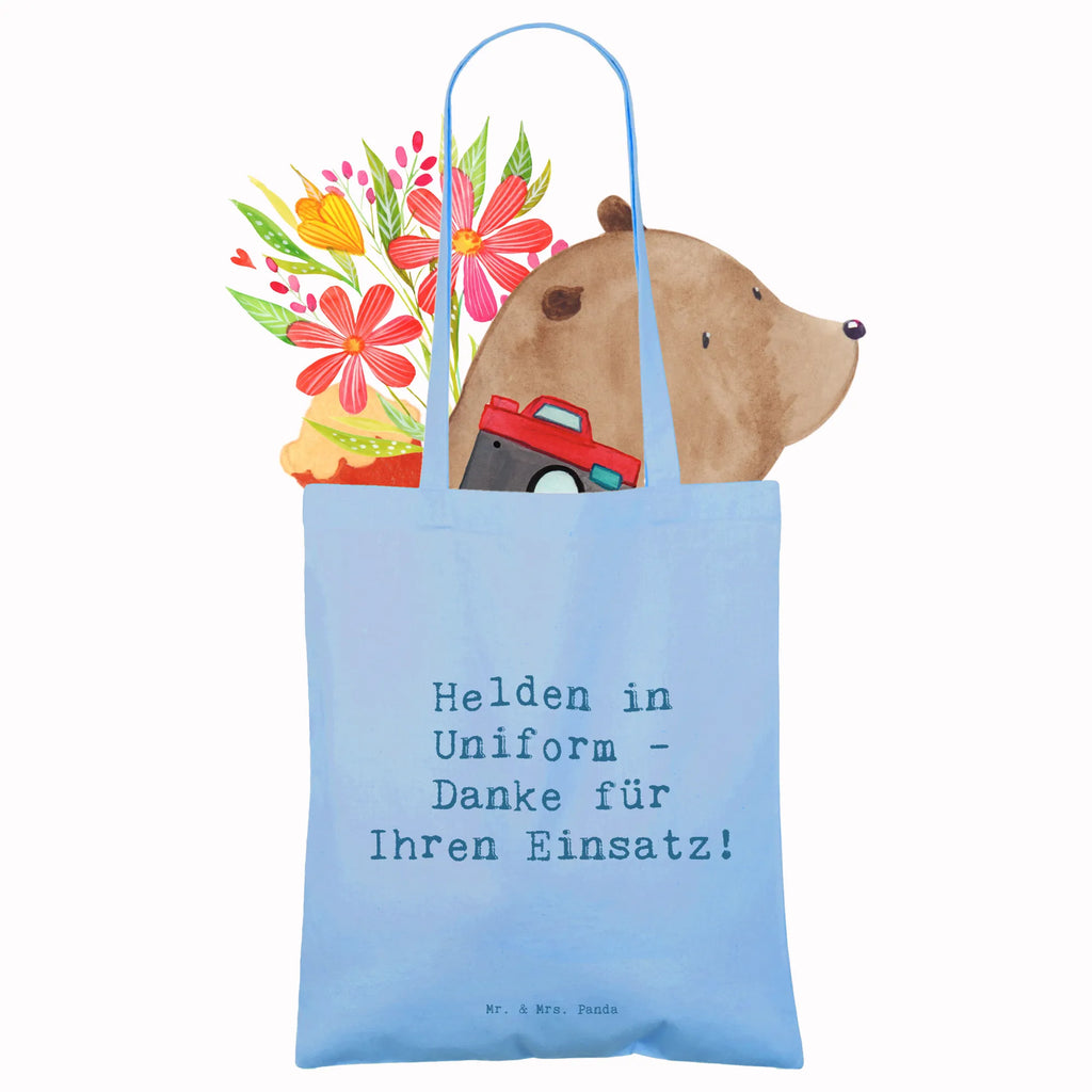 Tragetasche Helden in Uniform - Danke für Ihren Einsatz! Beuteltasche, Beutel, Einkaufstasche, Jutebeutel, Stoffbeutel, Tasche, Shopper, Umhängetasche, Strandtasche, Schultertasche, Stofftasche, Tragetasche, Badetasche, Jutetasche, Einkaufstüte, Laptoptasche