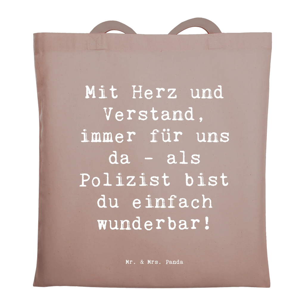 Tragetasche Mit Herz und Verstand, immer für uns da - als Polizist bist du einfach wunderbar! Beuteltasche, Beutel, Einkaufstasche, Jutebeutel, Stoffbeutel, Tasche, Shopper, Umhängetasche, Strandtasche, Schultertasche, Stofftasche, Tragetasche, Badetasche, Jutetasche, Einkaufstüte, Laptoptasche