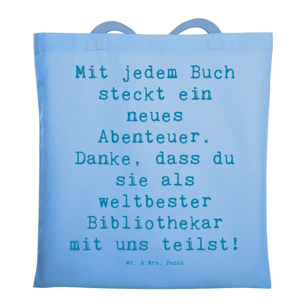 Tragetasche Mit jedem Buch steckt ein neues Abenteuer. Danke, dass du sie als weltbester Bibliothekar mit uns teilst! Beuteltasche, Beutel, Einkaufstasche, Jutebeutel, Stoffbeutel, Tasche, Shopper, Umhängetasche, Strandtasche, Schultertasche, Stofftasche, Tragetasche, Badetasche, Jutetasche, Einkaufstüte, Laptoptasche