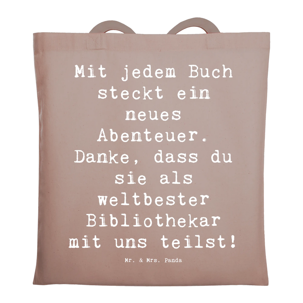 Tragetasche Mit jedem Buch steckt ein neues Abenteuer. Danke, dass du sie als weltbester Bibliothekar mit uns teilst! Beuteltasche, Beutel, Einkaufstasche, Jutebeutel, Stoffbeutel, Tasche, Shopper, Umhängetasche, Strandtasche, Schultertasche, Stofftasche, Tragetasche, Badetasche, Jutetasche, Einkaufstüte, Laptoptasche