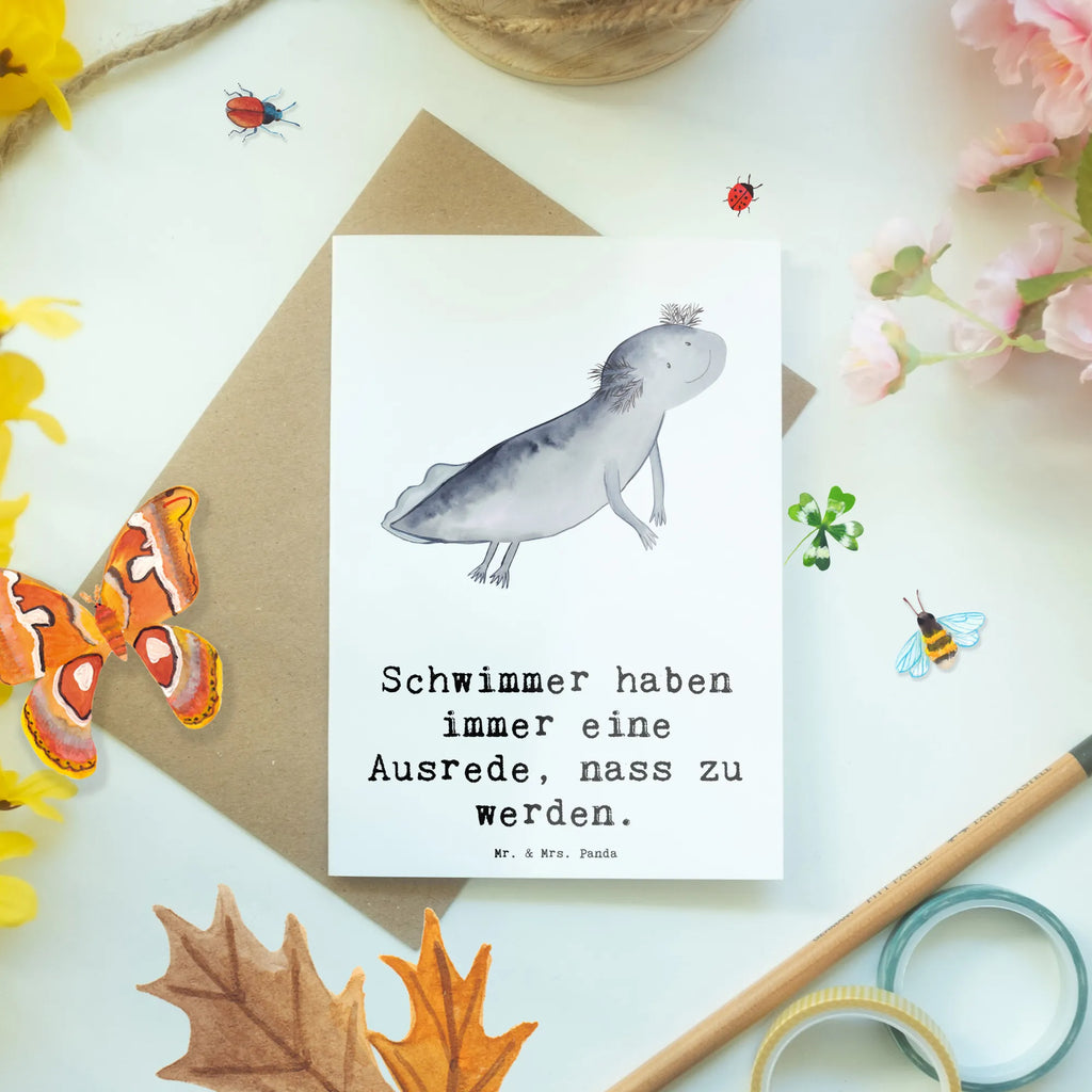 Grußkarte Schwimmen Ausrede Grußkarte, Klappkarte, Einladungskarte, Glückwunschkarte, Hochzeitskarte, Geburtstagskarte, Karte, Ansichtskarten, Geschenk, Sport, Sportart, Hobby, Schenken, Danke, Dankeschön, Auszeichnung, Gewinn, Sportler