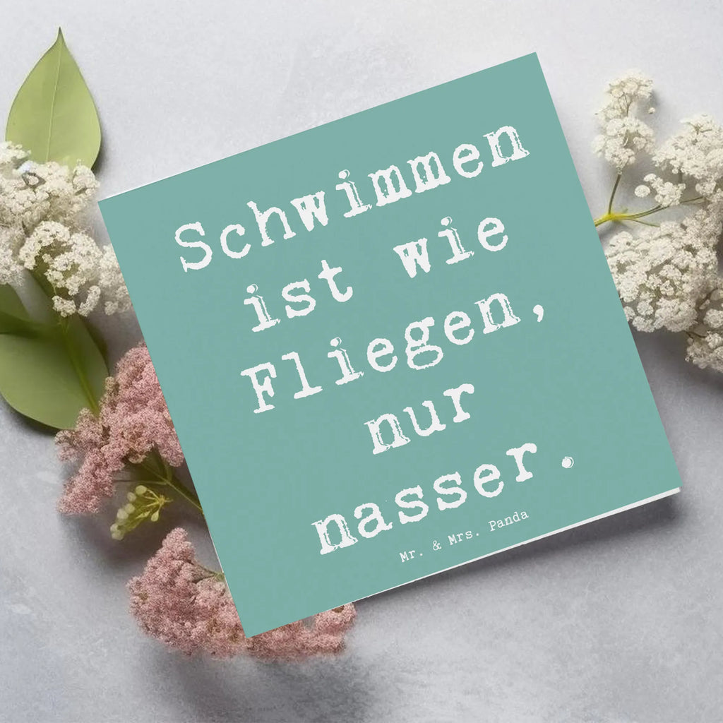 Deluxe Karte Spruch Schwimmen wie Fliegen Karte, Grußkarte, Klappkarte, Einladungskarte, Glückwunschkarte, Hochzeitskarte, Geburtstagskarte, Hochwertige Grußkarte, Hochwertige Klappkarte, Geschenk, Sport, Sportart, Hobby, Schenken, Danke, Dankeschön, Auszeichnung, Gewinn, Sportler