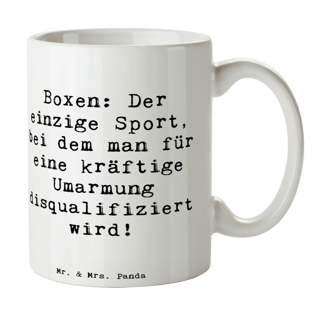 Tasse Spruch Boxen: Der einzige Sport, bei dem man für eine kräftige Umarmung disqualifiziert wird! Tasse, Kaffeetasse, Teetasse, Becher, Kaffeebecher, Teebecher, Keramiktasse, Porzellantasse, Büro Tasse, Geschenk Tasse, Tasse Sprüche, Tasse Motive, Kaffeetassen, Tasse bedrucken, Designer Tasse, Cappuccino Tassen, Schöne Teetassen, Geschenk, Sport, Sportart, Hobby, Schenken, Danke, Dankeschön, Auszeichnung, Gewinn, Sportler