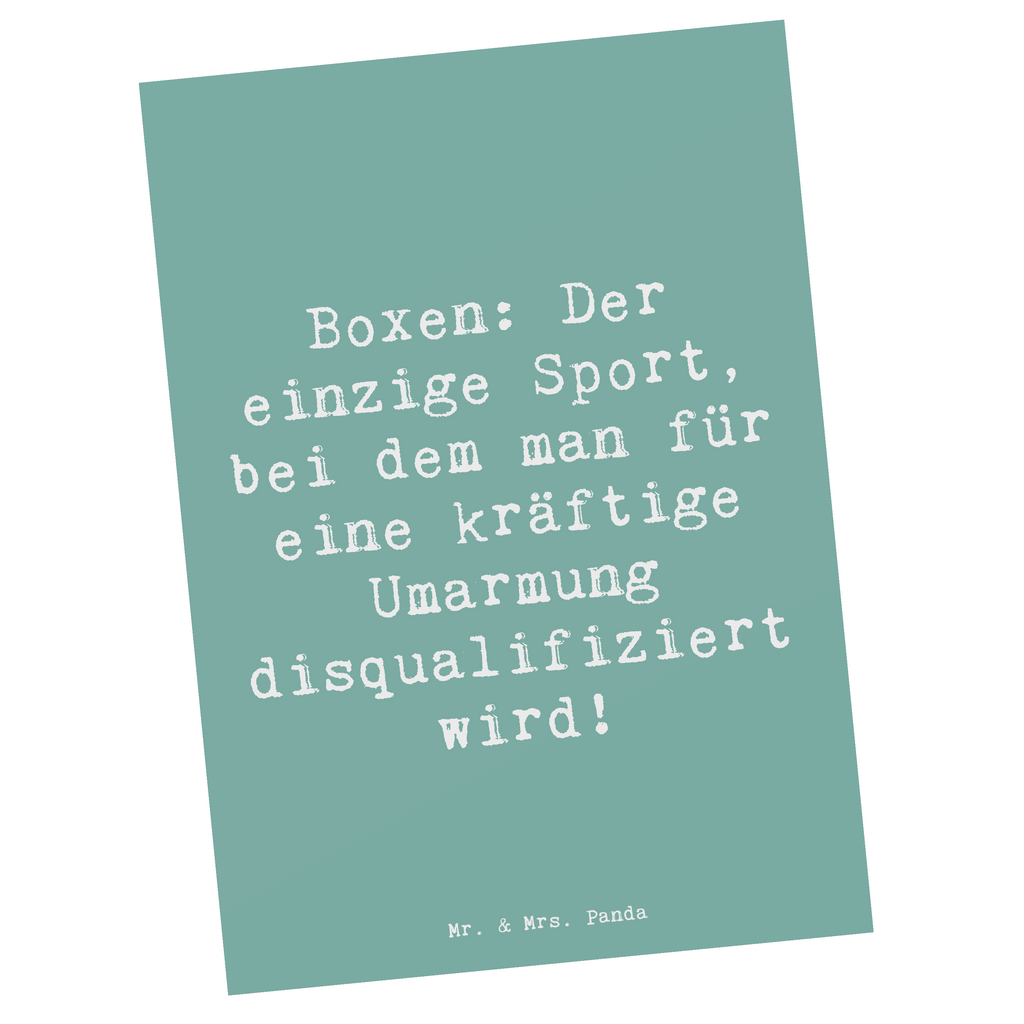 Postkarte Boxen: Der einzige Sport, bei dem man für eine kräftige Umarmung disqualifiziert wird!