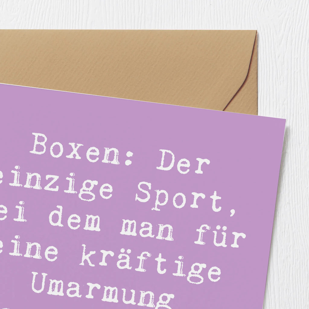 Deluxe Karte Spruch Boxen: Der einzige Sport, bei dem man für eine kräftige Umarmung disqualifiziert wird! Karte, Grußkarte, Klappkarte, Einladungskarte, Glückwunschkarte, Hochzeitskarte, Geburtstagskarte, Hochwertige Grußkarte, Hochwertige Klappkarte, Geschenk, Sport, Sportart, Hobby, Schenken, Danke, Dankeschön, Auszeichnung, Gewinn, Sportler