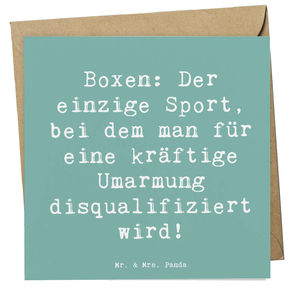 Deluxe Karte Spruch Boxen: Der einzige Sport, bei dem man für eine kräftige Umarmung disqualifiziert wird! Karte, Grußkarte, Klappkarte, Einladungskarte, Glückwunschkarte, Hochzeitskarte, Geburtstagskarte, Hochwertige Grußkarte, Hochwertige Klappkarte, Geschenk, Sport, Sportart, Hobby, Schenken, Danke, Dankeschön, Auszeichnung, Gewinn, Sportler