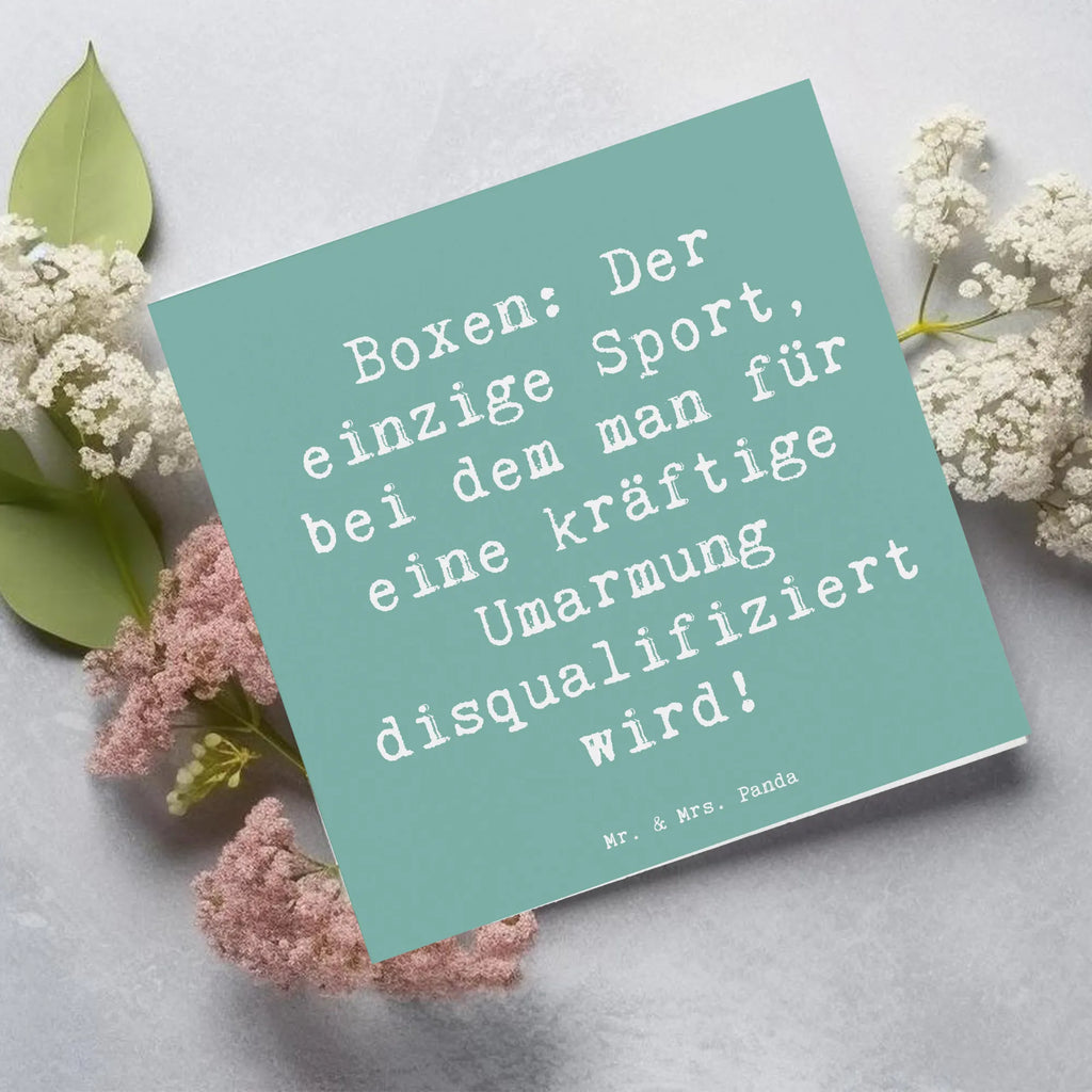 Deluxe Karte Spruch Boxen: Der einzige Sport, bei dem man für eine kräftige Umarmung disqualifiziert wird! Karte, Grußkarte, Klappkarte, Einladungskarte, Glückwunschkarte, Hochzeitskarte, Geburtstagskarte, Hochwertige Grußkarte, Hochwertige Klappkarte, Geschenk, Sport, Sportart, Hobby, Schenken, Danke, Dankeschön, Auszeichnung, Gewinn, Sportler