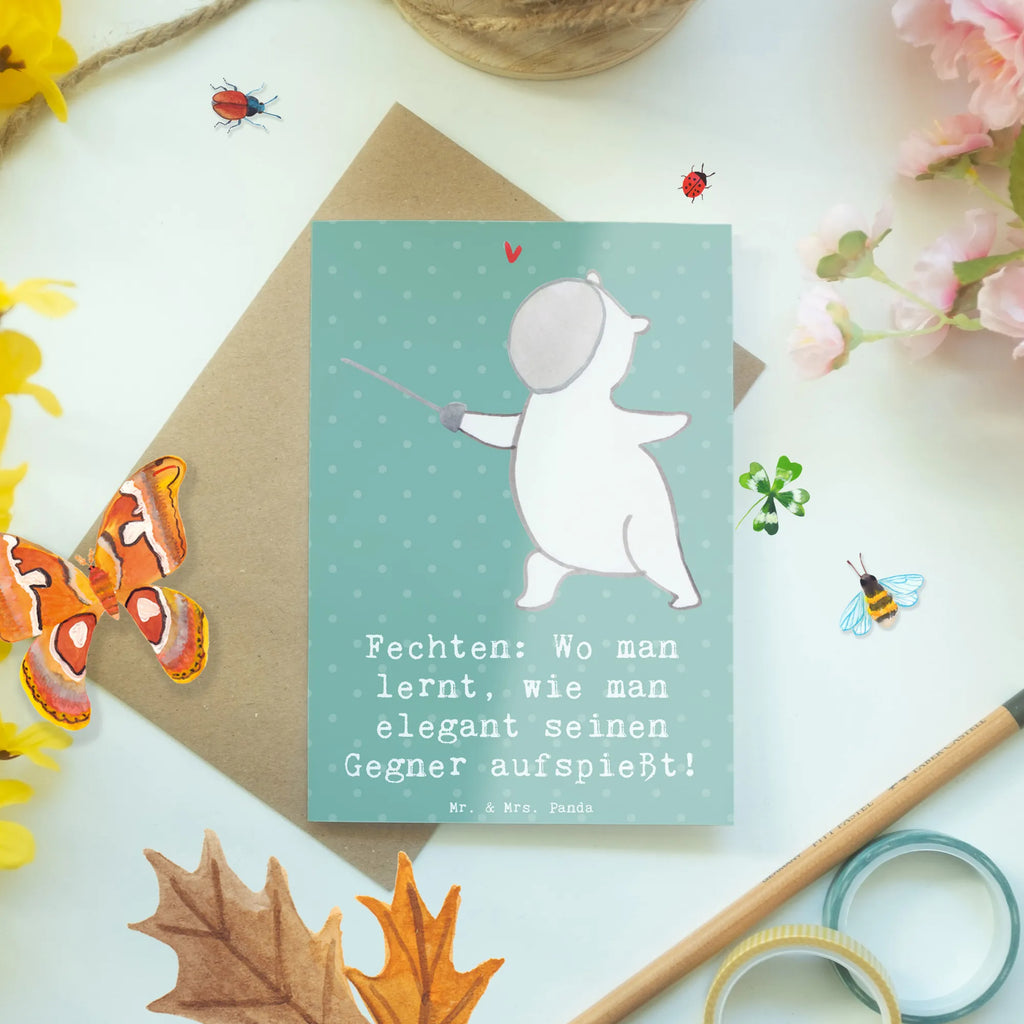 Grußkarte Fechten Eleganz Grußkarte, Klappkarte, Einladungskarte, Glückwunschkarte, Hochzeitskarte, Geburtstagskarte, Karte, Ansichtskarten, Geschenk, Sport, Sportart, Hobby, Schenken, Danke, Dankeschön, Auszeichnung, Gewinn, Sportler