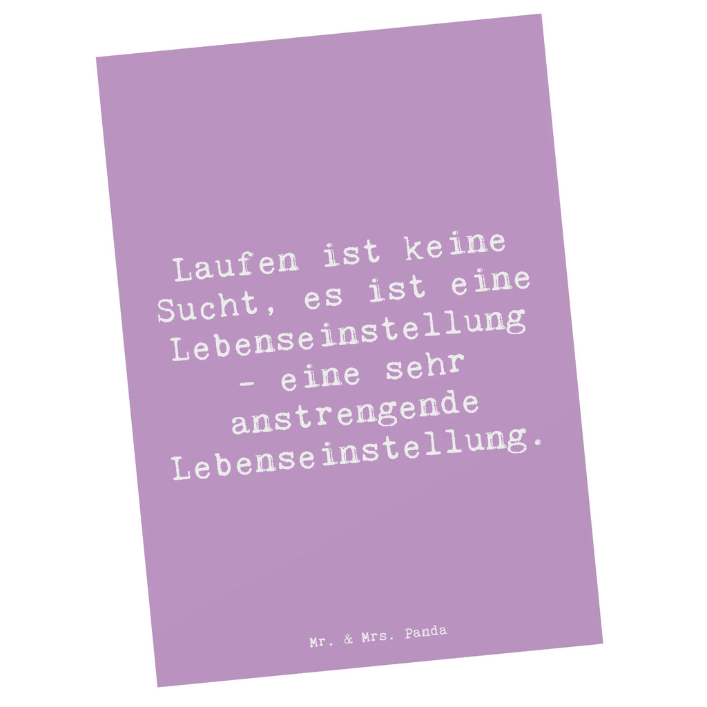 Postkarte Spruch Laufen ist keine Sucht, es ist eine Lebenseinstellung - eine sehr anstrengende Lebenseinstellung. Postkarte, Karte, Geschenkkarte, Grußkarte, Einladung, Ansichtskarte, Geburtstagskarte, Einladungskarte, Dankeskarte, Ansichtskarten, Einladung Geburtstag, Einladungskarten Geburtstag, Geschenk, Sport, Sportart, Hobby, Schenken, Danke, Dankeschön, Auszeichnung, Gewinn, Sportler