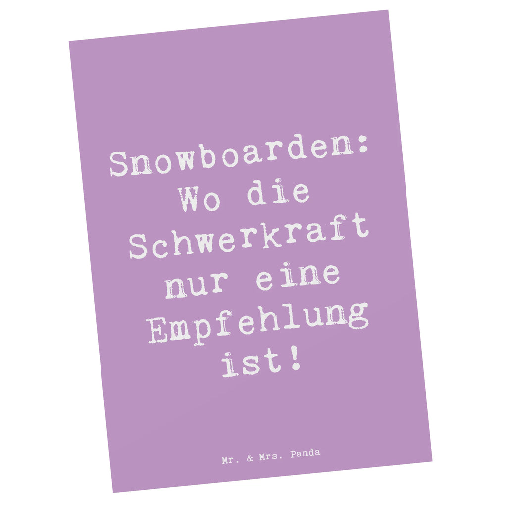 Postkarte Spruch Snowboarden: Wo die Schwerkraft nur eine Empfehlung ist! Postkarte, Karte, Geschenkkarte, Grußkarte, Einladung, Ansichtskarte, Geburtstagskarte, Einladungskarte, Dankeskarte, Ansichtskarten, Einladung Geburtstag, Einladungskarten Geburtstag, Geschenk, Sport, Sportart, Hobby, Schenken, Danke, Dankeschön, Auszeichnung, Gewinn, Sportler