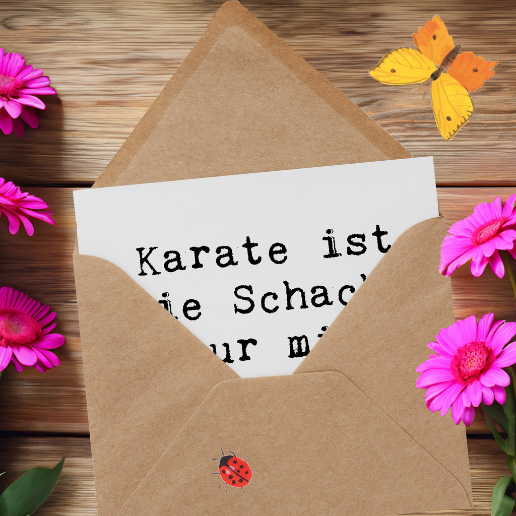 Deluxe Karte Spruch Karate Schach Karte, Grußkarte, Klappkarte, Einladungskarte, Glückwunschkarte, Hochzeitskarte, Geburtstagskarte, Hochwertige Grußkarte, Hochwertige Klappkarte, Geschenk, Sport, Sportart, Hobby, Schenken, Danke, Dankeschön, Auszeichnung, Gewinn, Sportler